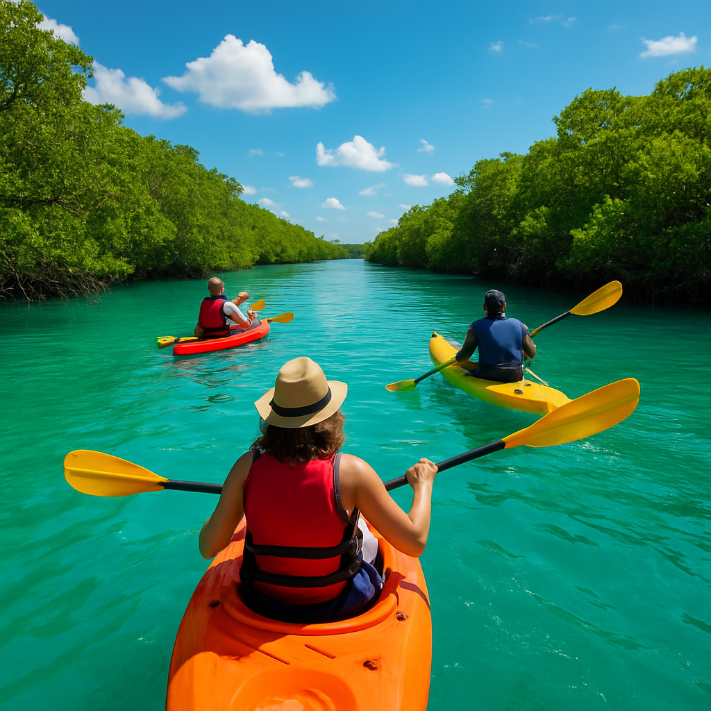 Kayaking in the backwaters near Paradise Beach